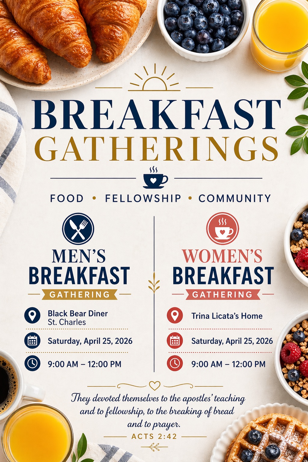 Breakfast Gatherings — Men's & Women's flyer