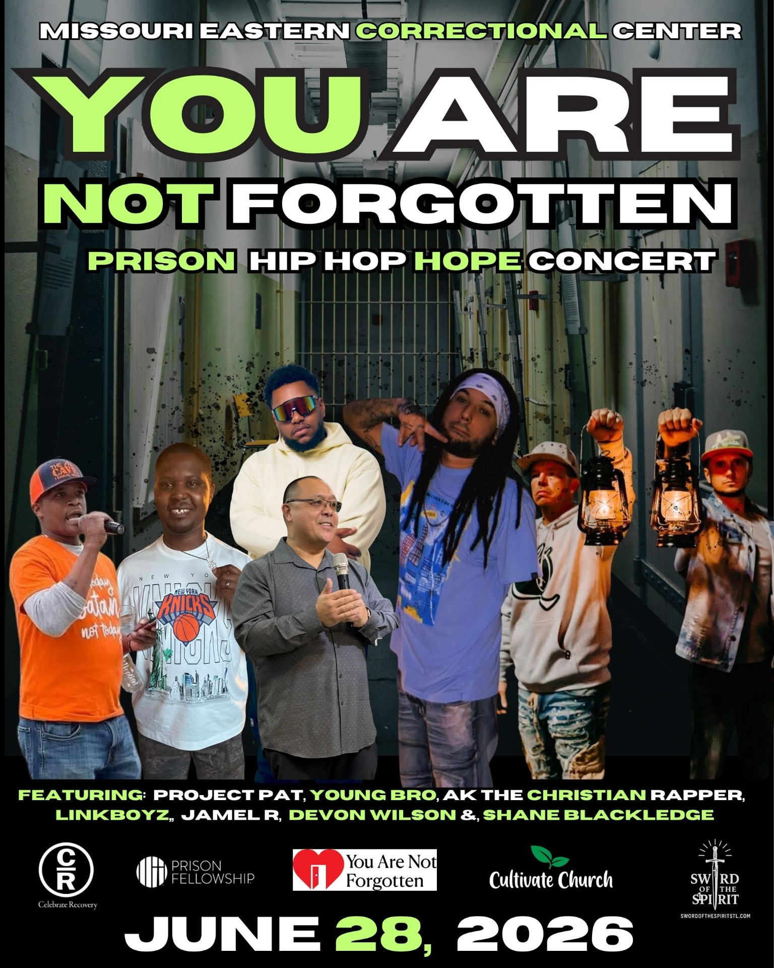 You Are Not Forgotten — Prison Hip Hop Hope Concert (MECC) flyer