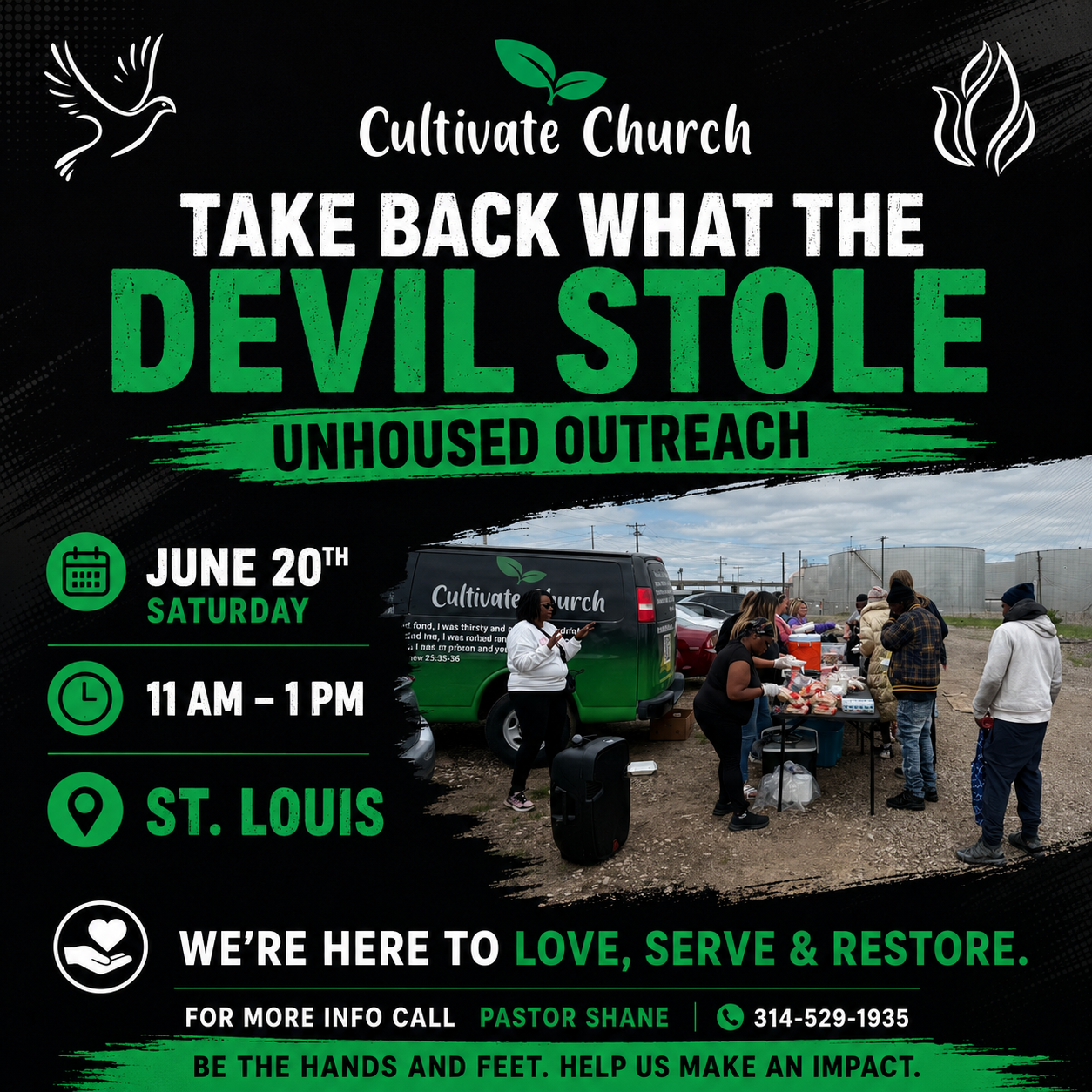 Take Back What the Devil Stole — Unhoused Outreach flyer